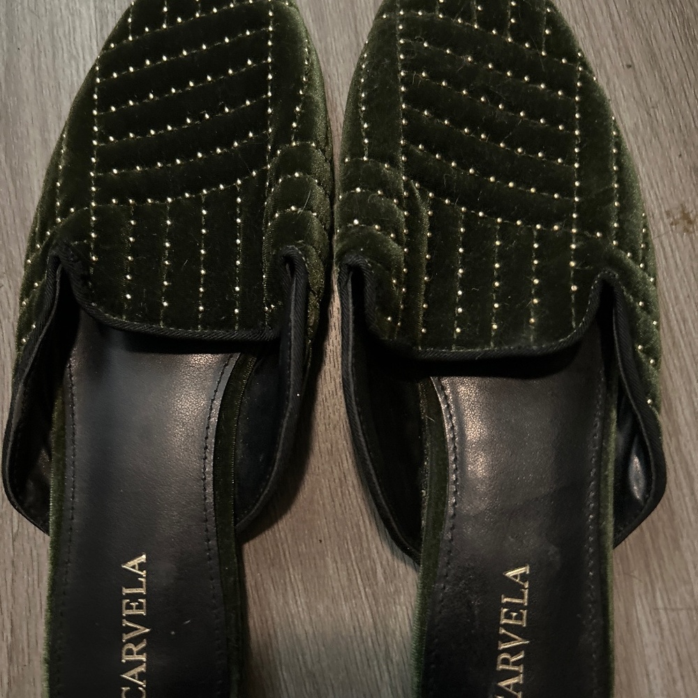 Carvela green studded mules size 38 (8)
